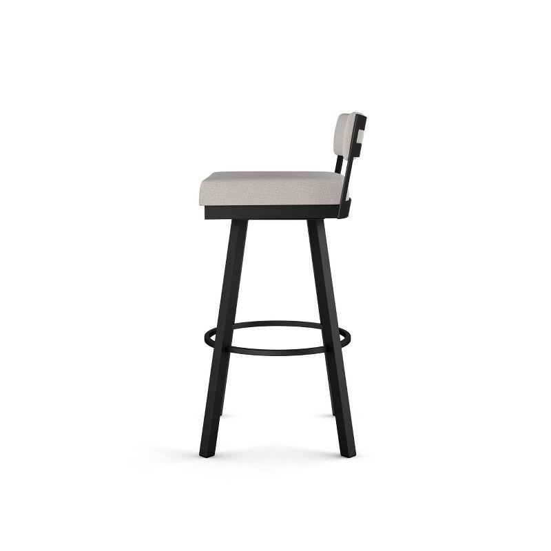 Amisco Travis Upholstered Counter Height Barstool Gray/Black: 26" Fixed Seat, Steel Frame, Polyester