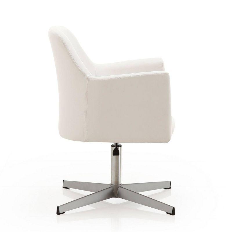 Manhattan Comfort Pelo Faux Leather Adjustable Height Swivel Accent Chair White: Modern Task Chair, Metal Frame, 300 lbs Capacity