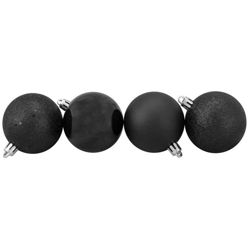 Northlight 60ct Shatterproof 4-Finish Christmas Ball Ornament Set 2.5" - Black