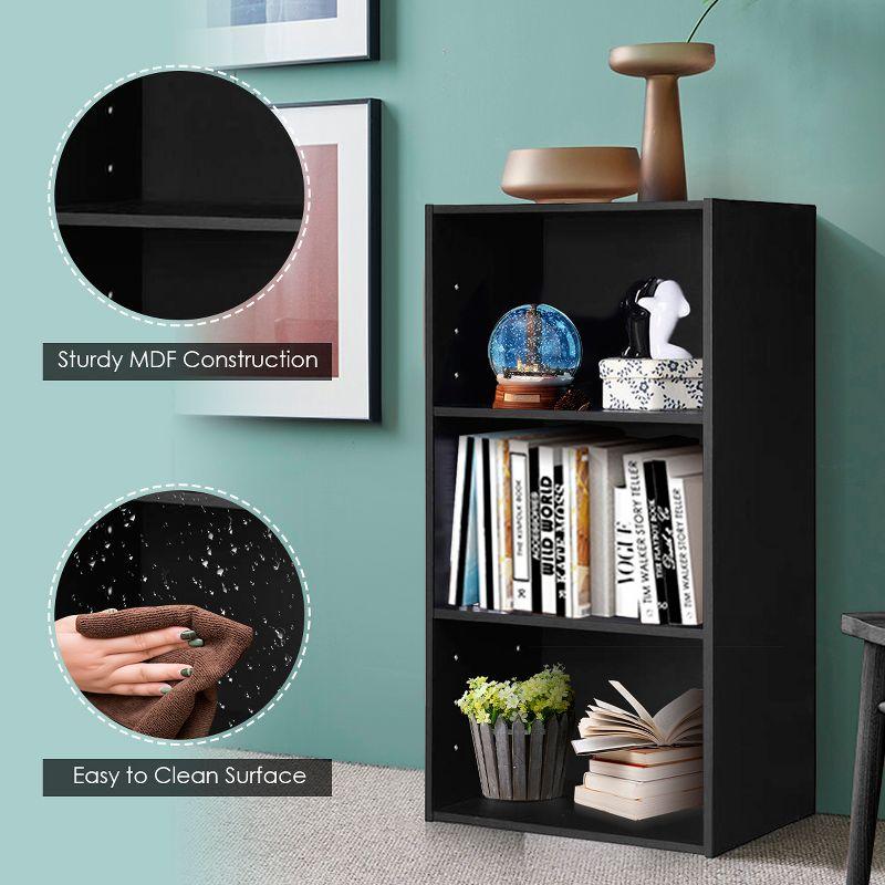 Costway 3 Open Shelf Bookcase Modern Multi-functional Storage Display Cabinet Black