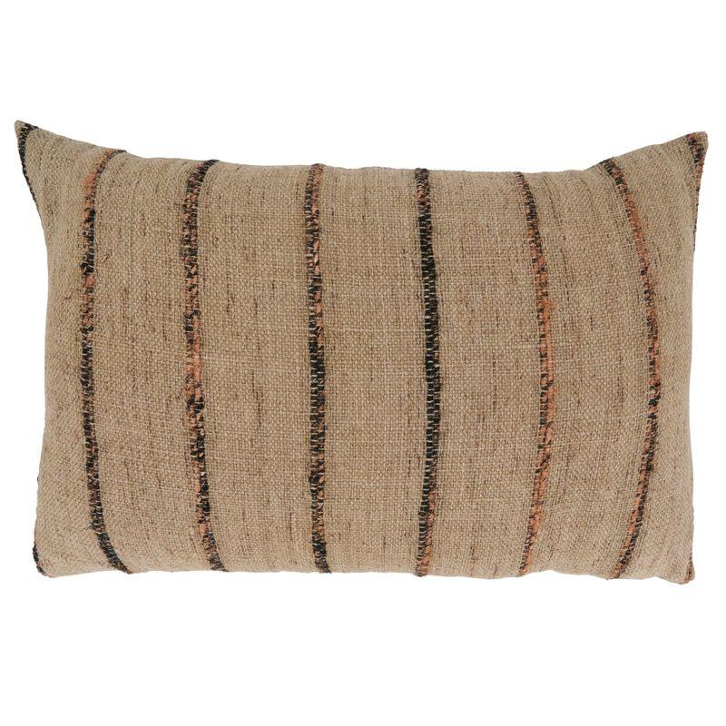 Saro Lifestyle Saro Lifestyle Striped Thin Stripe Throw Pillow Cover, Natural, 16" x 24"