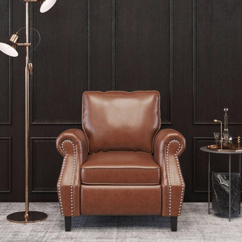 Christopher Knight Home Dowd Faux Leather Club Chair with Nailhead Trim Cognac Brown/Dark Brown