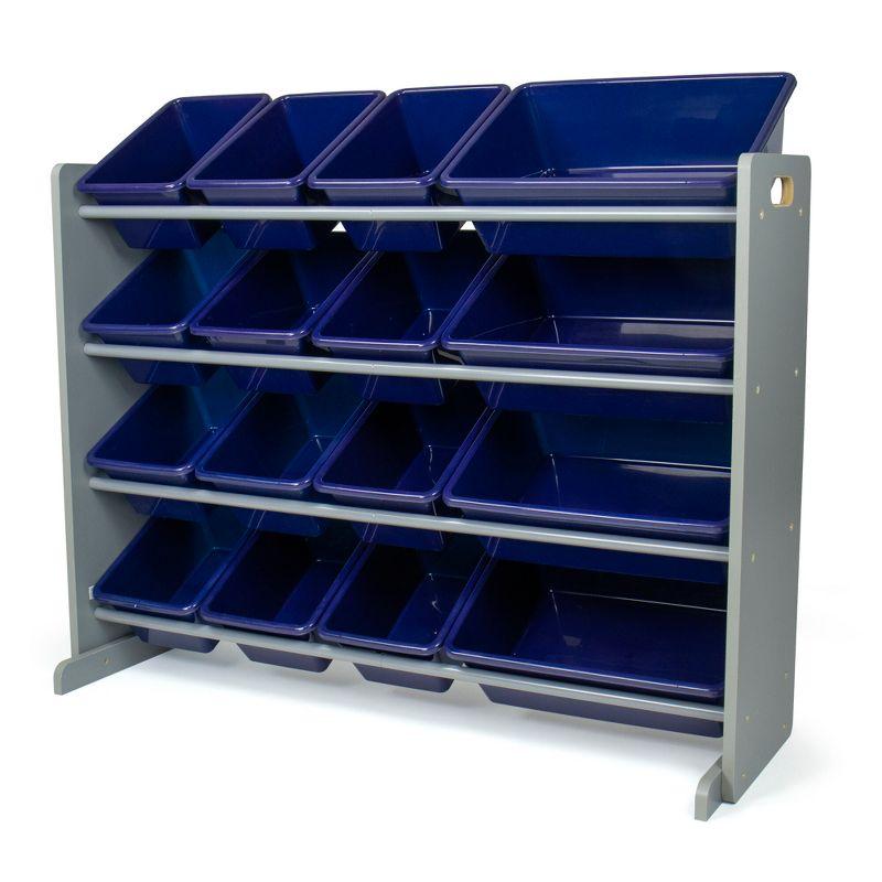 Newport Super Sized Kids' Toy Storage Organizer with 16 Storage Bins Navy/Gray - Humble Crew