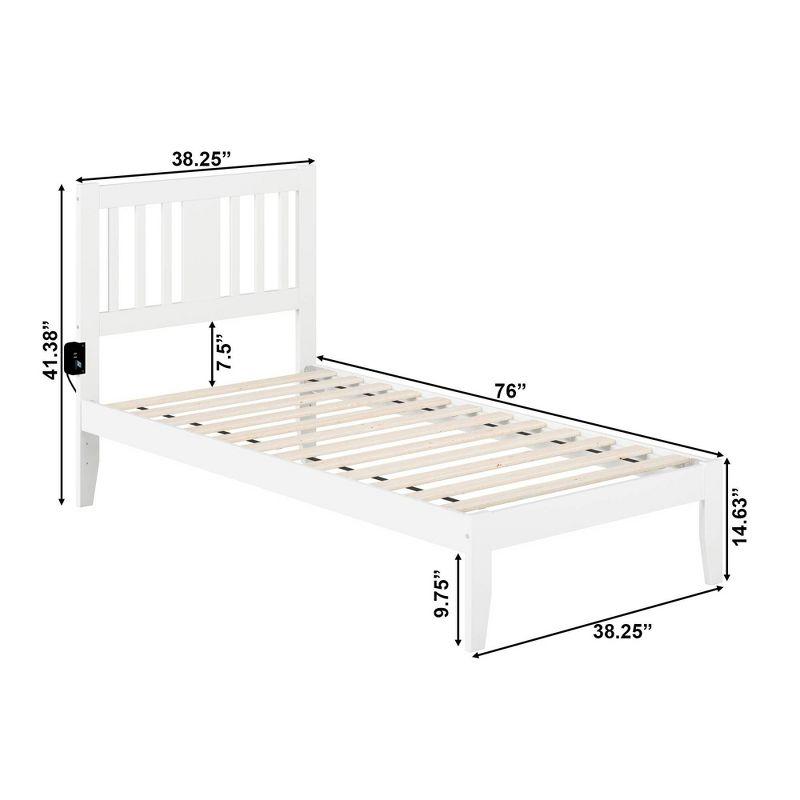 Tahoe Mission-Style Twin Bed with USB Charger in White