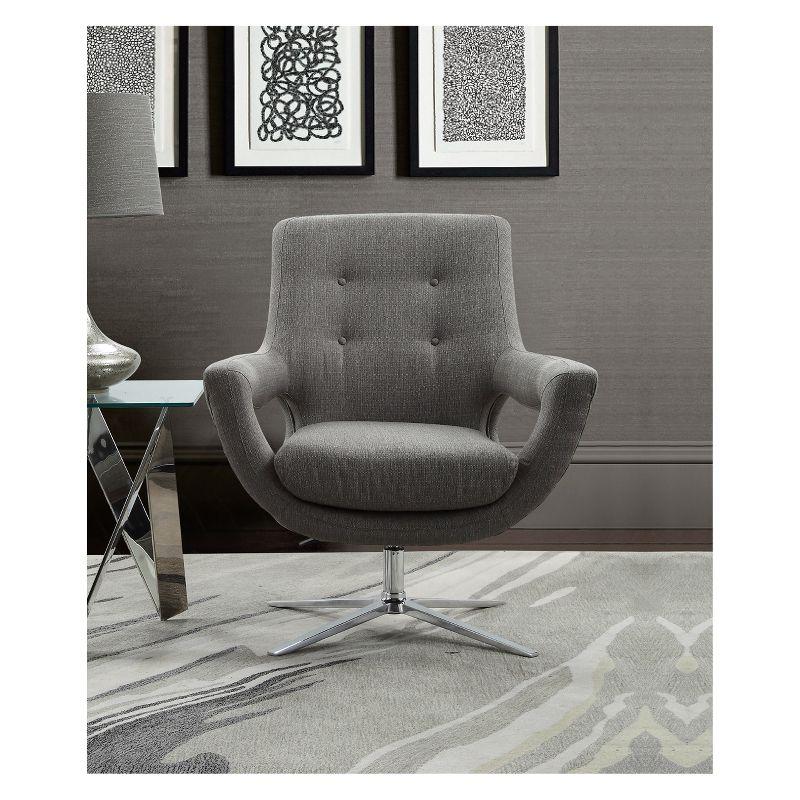 Armen Living Quinn Contemporary Adjustable Swivel Accent Chair: Wing Back, Steel Legs