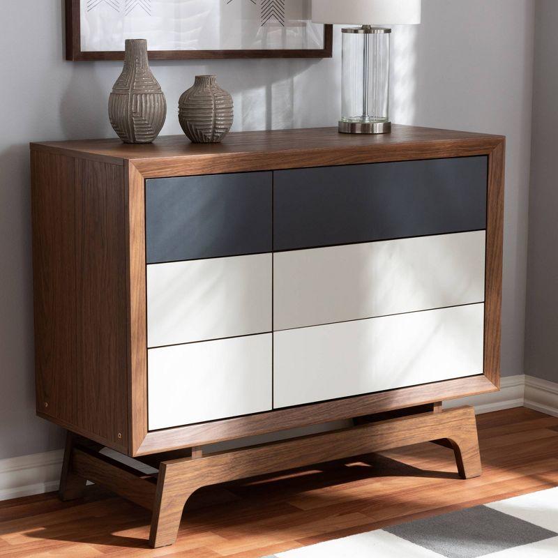 Baxton Studio 6 Drawer Svante Wood Chest Brown : Mid-Century Modern Storage for Bedroom