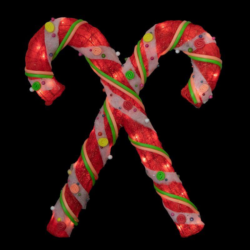 Northlight Lighted Sisal Double Candy Cane Christmas Outdoor Decoration - 26" - Clear Lights