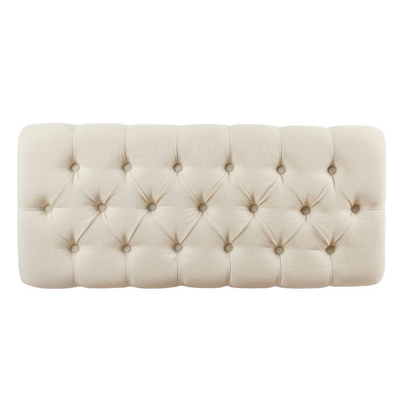 Ainsley Button Tufted Storage Bench Cream - HomePop: Upholstered Ottoman for Family Room