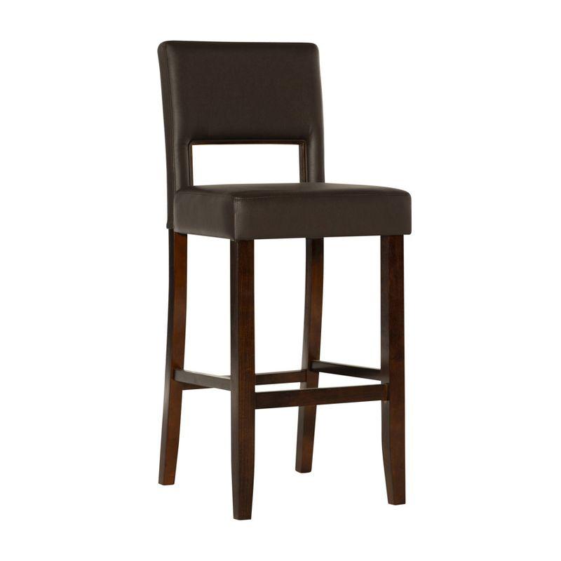 Espresso Brown 30" Wood Bar Stool with Faux Leather