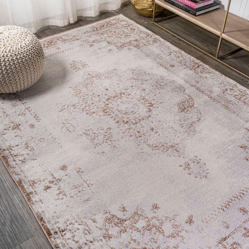 3'x5' Rosalia Cottage Medallion Area Rug, Brown/Cream - JONATHAN Y