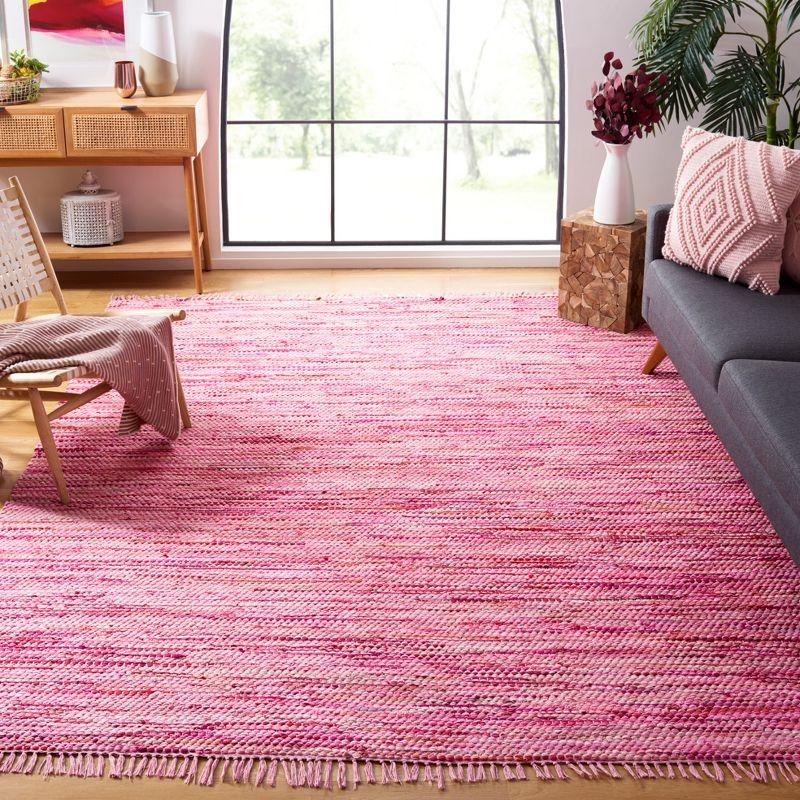 Coastal Charm Red Cotton 6' Square Handwoven Area Rug