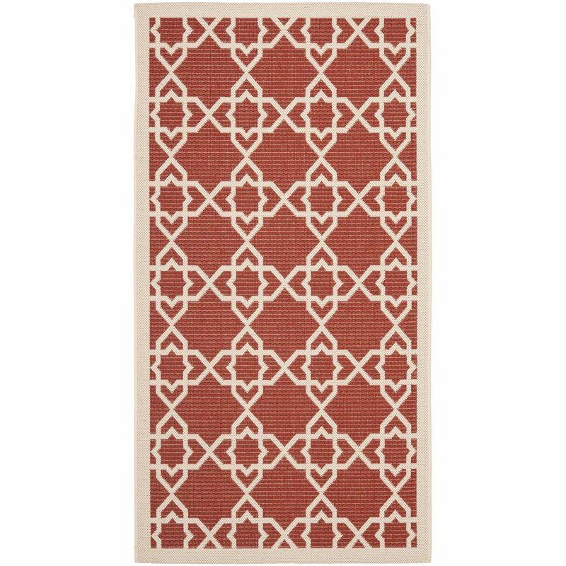 Courtyard CY6032 Power Loomed Indoor and Outdoor Accent Rug - Red/Beige - 2'7"x5' - Safavieh
