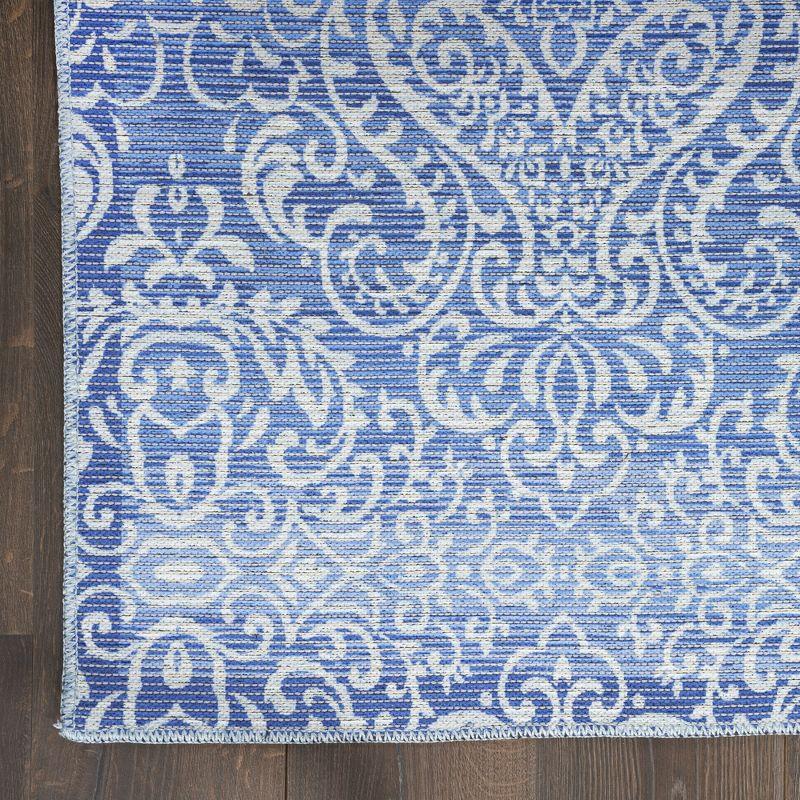 Waverly Washables Collection 7'10" x 9'10" Blue Damask Indoor Rug