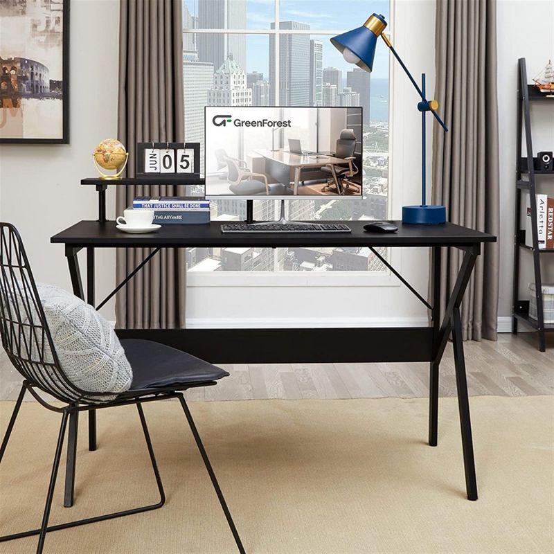 Greenforest Home Office Desk with Monitor Shelf, Computer/Gaming Desk, Black, 47in