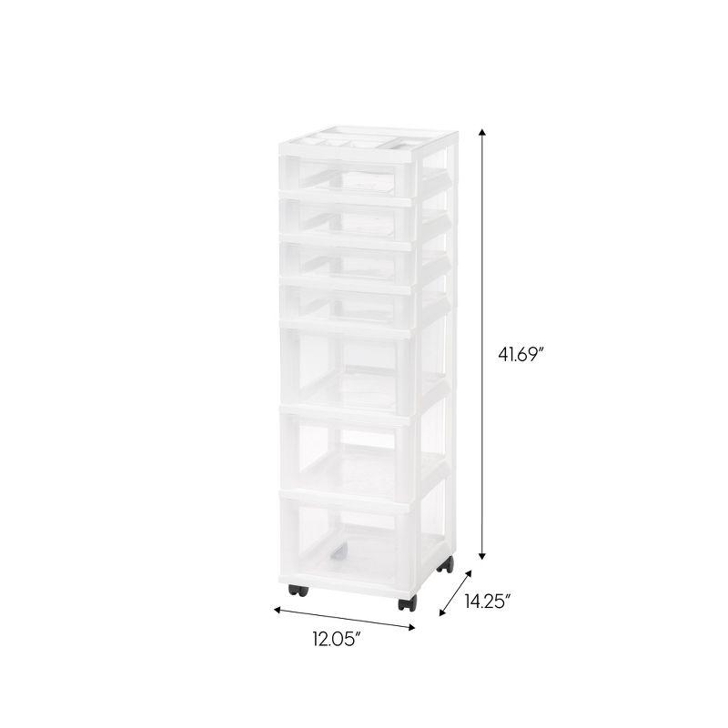 IRIS USA 7 Drawers Plastic Storage rolling Cart with drawer, White