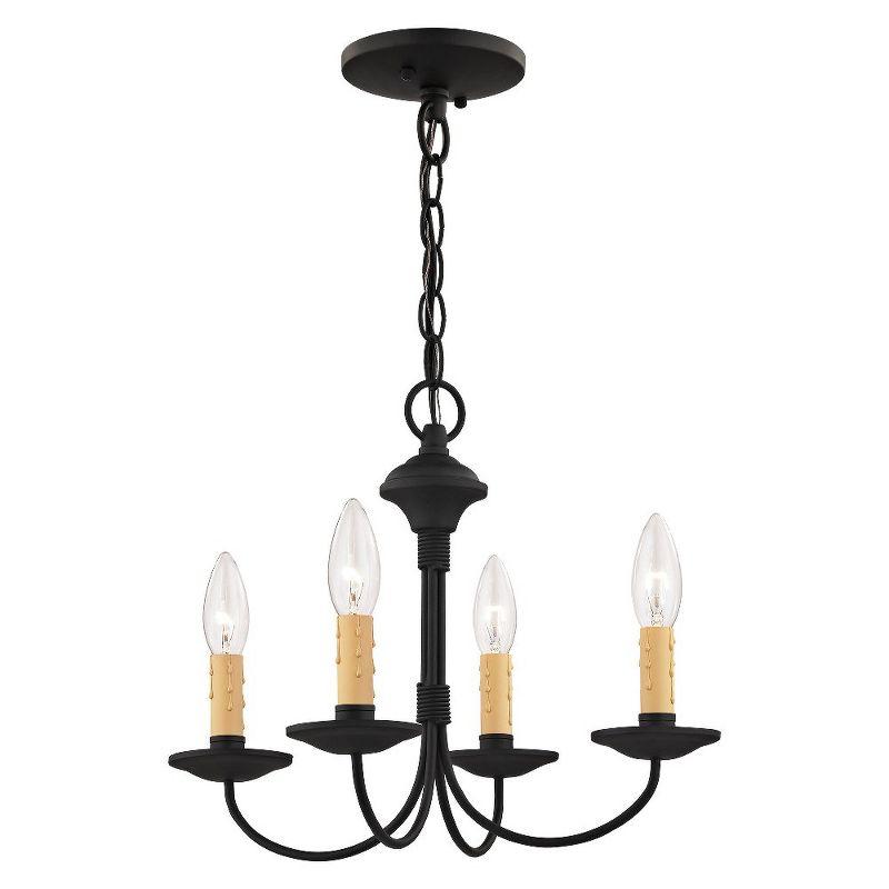 Black 4-Light Mini Chandelier with Candelabra Bulbs