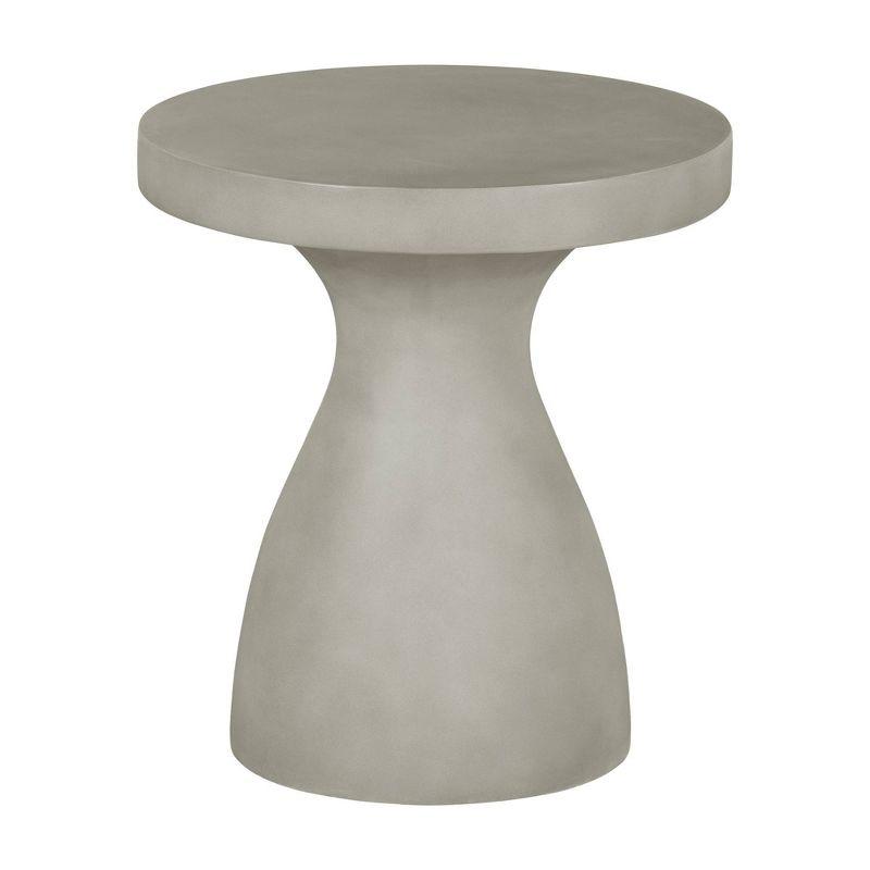 South Shore Bellulo Pedestal Side Table Greige: Scandinavian Style, 24-Inch, Cylinder Shape, Polypropylene