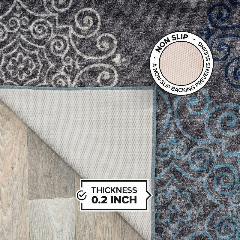 World Rug Gallery Modern Floral Swirl Design Non-Slip (Non-skid) Area Rug