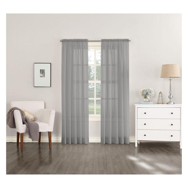 63"x59" Emily Sheer Voile Rod Pocket Curtain Panel Charcoal - No. 918