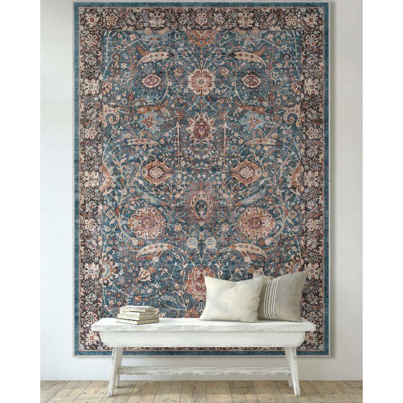 Well Woven Asha Liana Vintage Oriental Teal Flat-Weave Area Rug