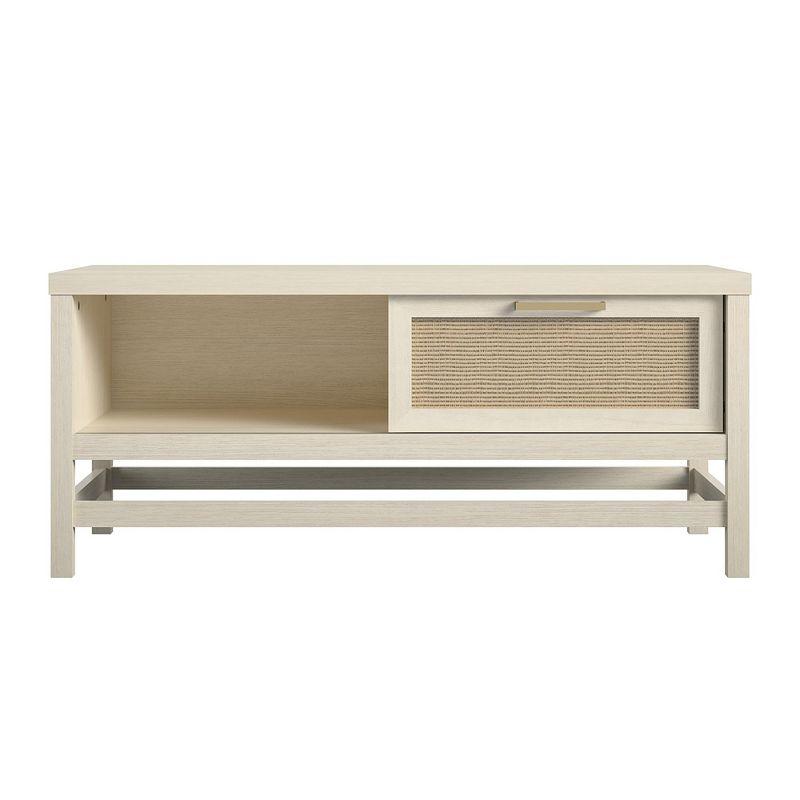 Ameriwood Home Lennon Coffee Table, Ivory Oak and Faux Rattan