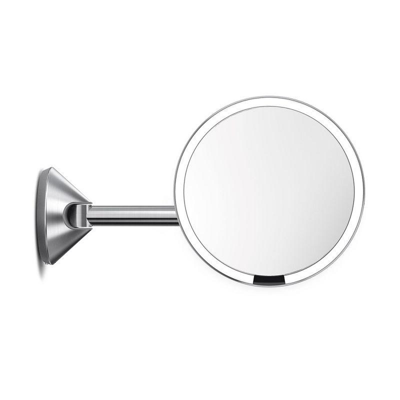 Simplehuman Brushed 8" Round Wall Mount Sensor Makeup Mirror, 5x Magnification, Hard-Wired