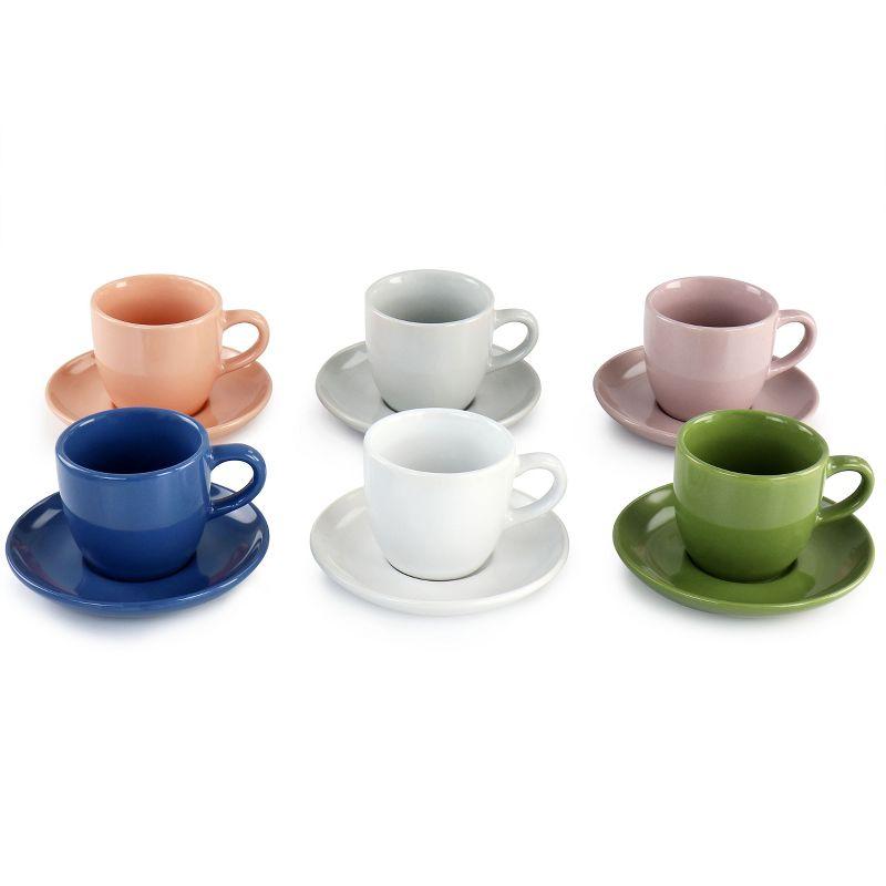 Mr. Coffee Mr. Coffee 12 Piece 3Oz Stoneware Espresso Cup And Saucer Set In Assorted Colors
