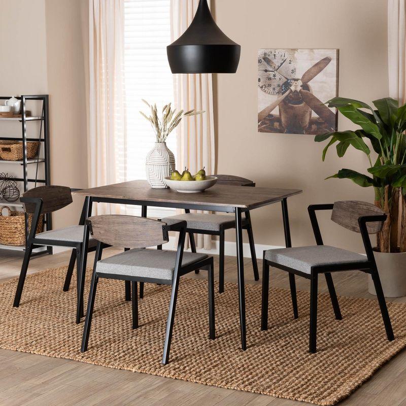 Baxton Studio Revelin Industrial Grey Fabric and Metal 5-Piece Dining Set