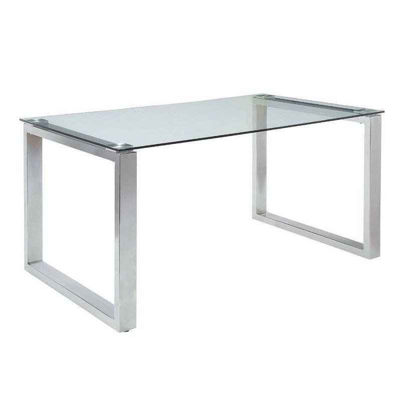 Clear Glass and Chrome Rectangular Dining Table for Six