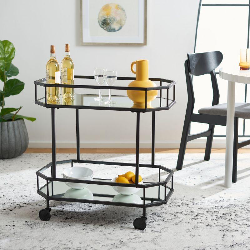 Silva 2 Tier Octagon Bar Cart - BCT8004D - Matte/Black - Safavieh