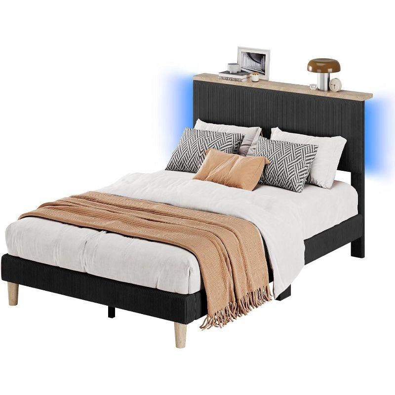 Bestier Queen Size Bed Frame with Headboard Black