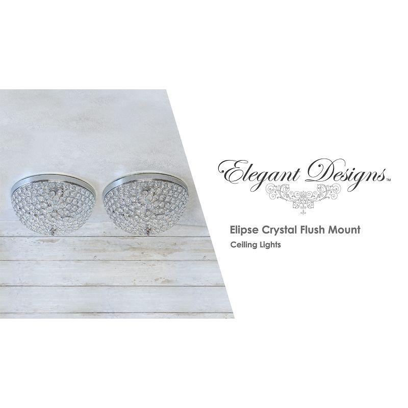 Elegant Designs Set of 2 13" Elipse Crystal Flush Mount Ceiling Lights White : Metal & Crystal, UL Listed, Modern Decor