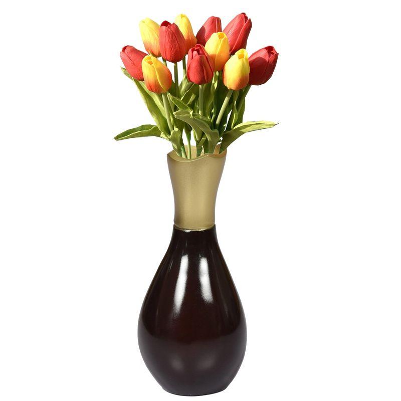Uniquewise Aluminium-Casted Modern Decorative Flower Table Vase, Two Tone Brown and Gold 6.75 Inch