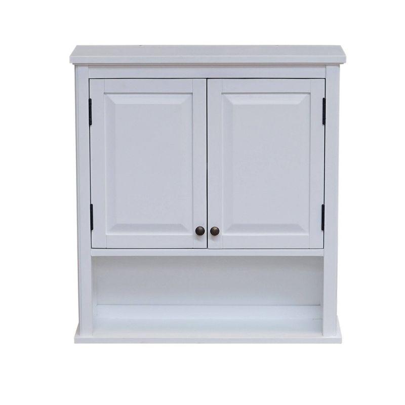 Dorset Wall Mounted Bath Storage Cabinet with Two Doors and Open Shelf White - Alaterre Furniture: Hardwood Medicine Cabinet, Adjustable Shelf