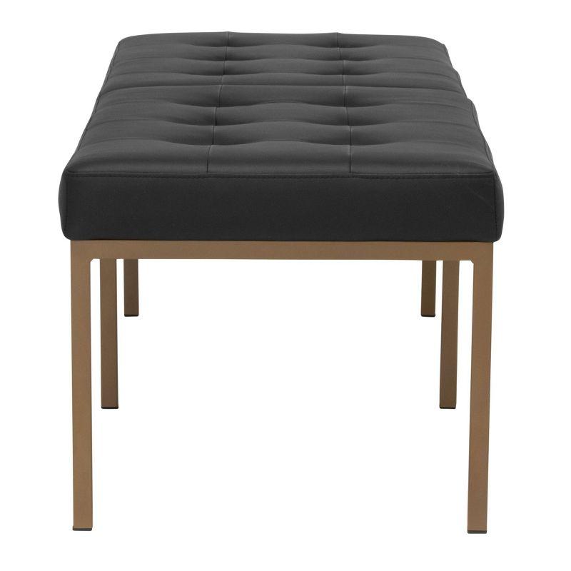 60" Wide Camber Modern Metal and Bonded Leather Bench Black/Bronze - Studio Designs Home: Elegant Tufted Seating