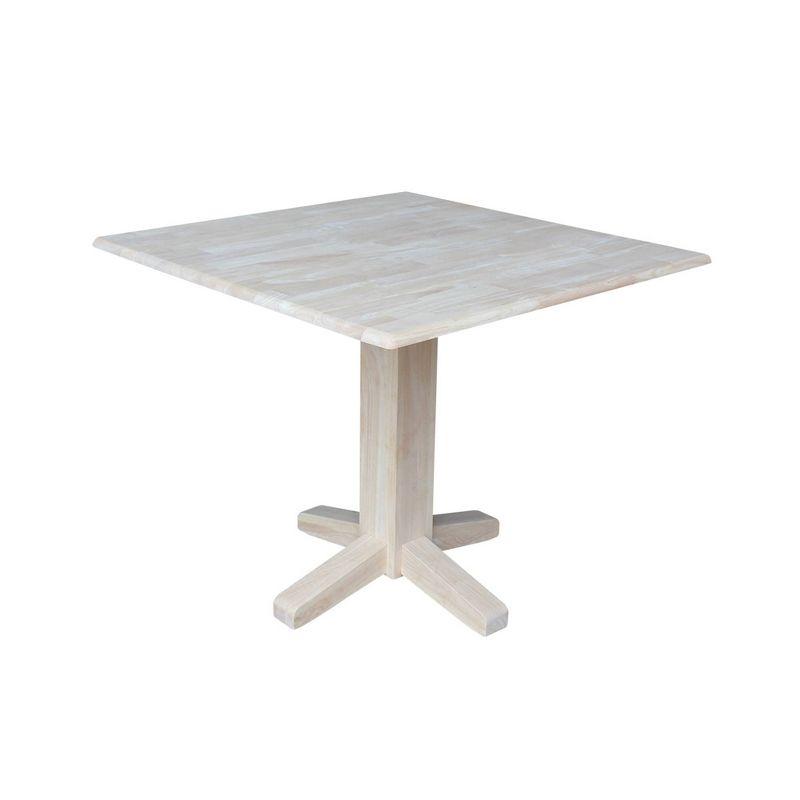 Transitional Solid Wood 36" Square Extendable Dining Table - Unfinished
