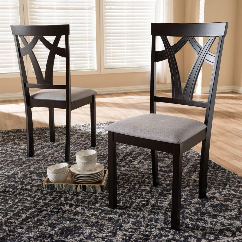 Set of 2 Sylvia Modern And Contemporary Fabric Upholstered And Finished Dining Chairs Gray/Dark Brown - Baxton Studio