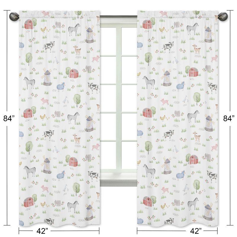 Farm Animals Floral Semi-Sheer Rod Pocket Curtain Panels (Set of 2)