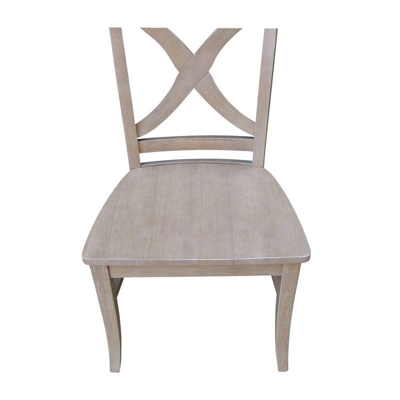 Solid Wood Cross Back Side Chair in Taupe