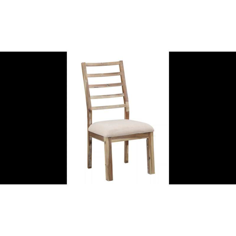 Set of 2 Vail Ii Dining Chairs Natural Brown with Beige Seat - Treasure Trove Accents: Rustic, Polyester Upholstery, Acacia Frame