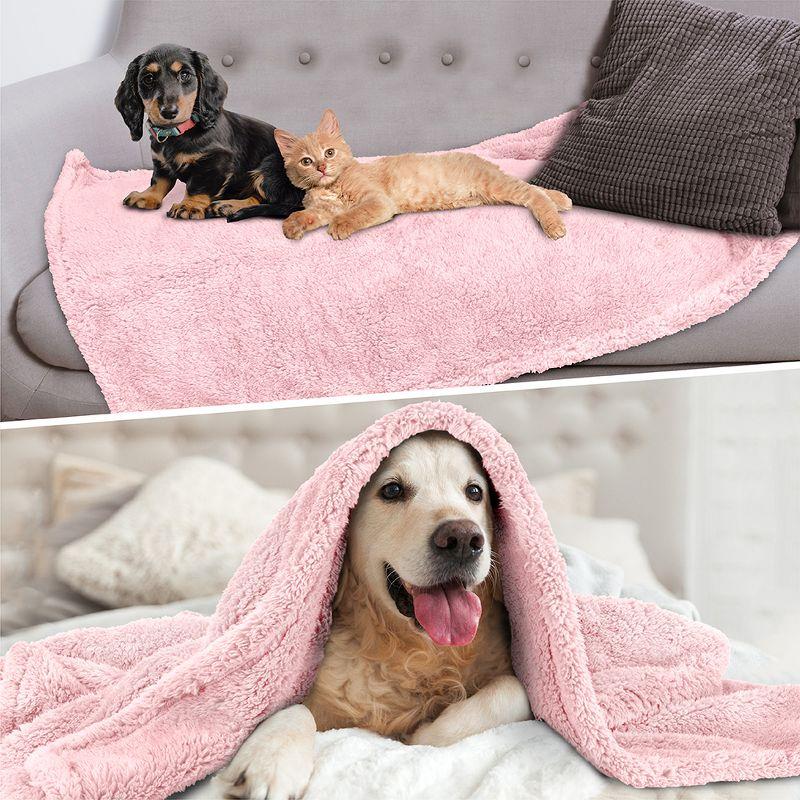 PetAmi Fluffy Dog Blanket for Pet Cat Puppy Kitten, Faux Shearling Soft Fleece Throw, Plush Reversible Washable Couch Cover