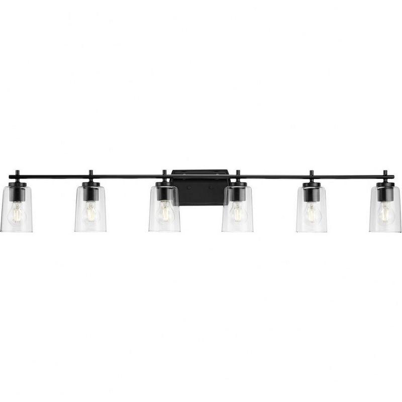 Progress Lighting Adley 6-Light Vanity Light, Matte Black, Clear Glass Shades