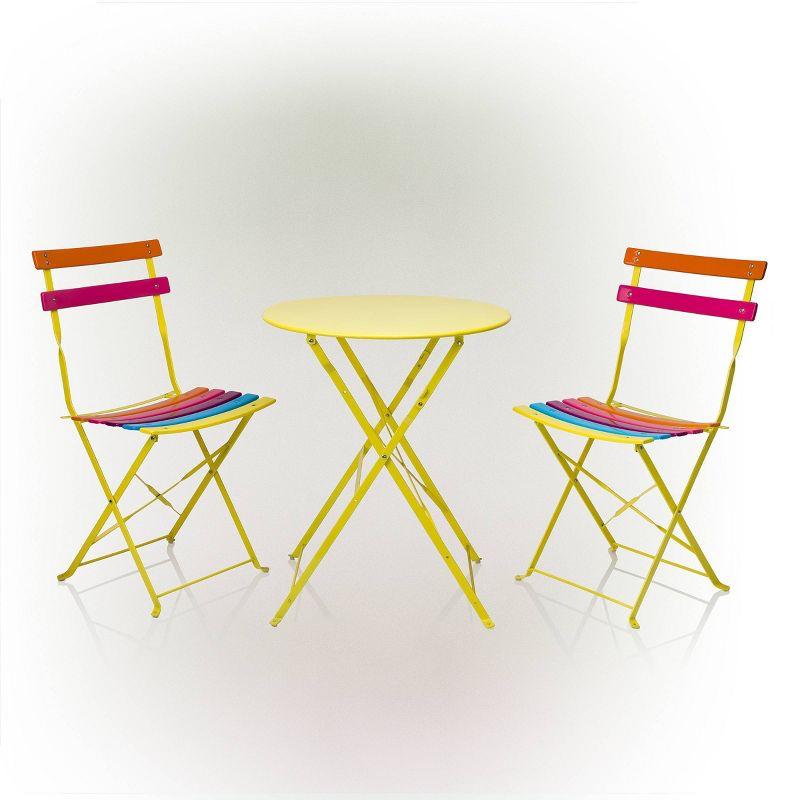 Vibrant Rainbow Steel Foldable 3-Piece Bistro Set