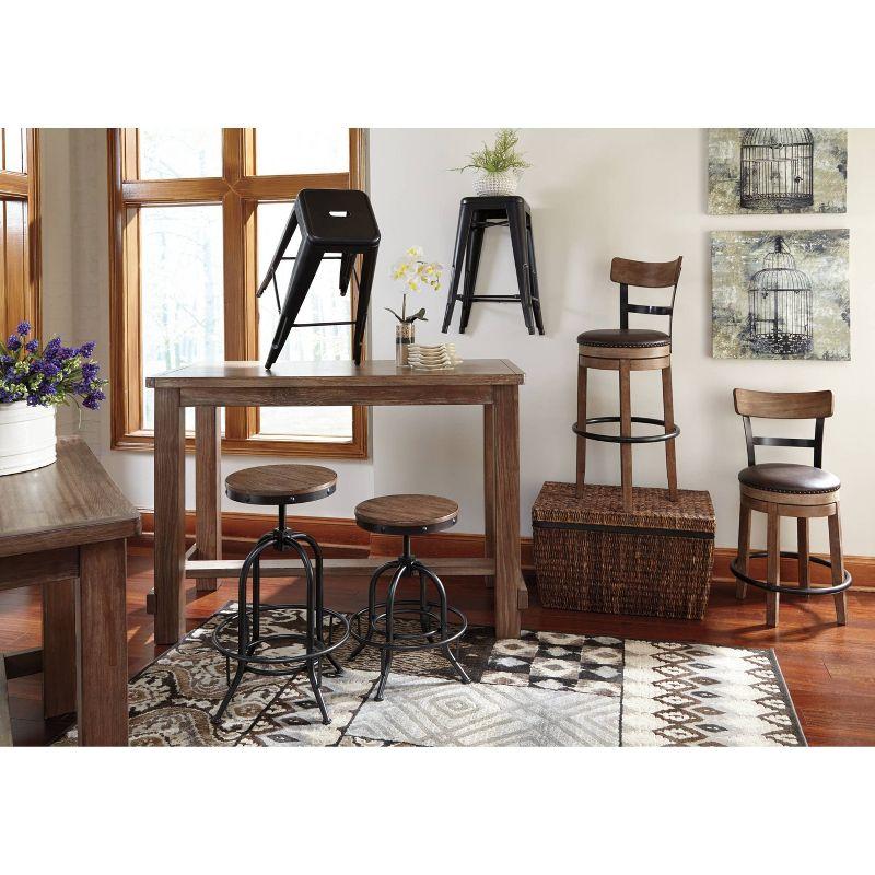 Pinnadel Tall Uph Swivel Barstool Light Brown - Signature Design by Ashley: 180-Degree Spin, Faux Leather Seat, Wire-Brushed Finish