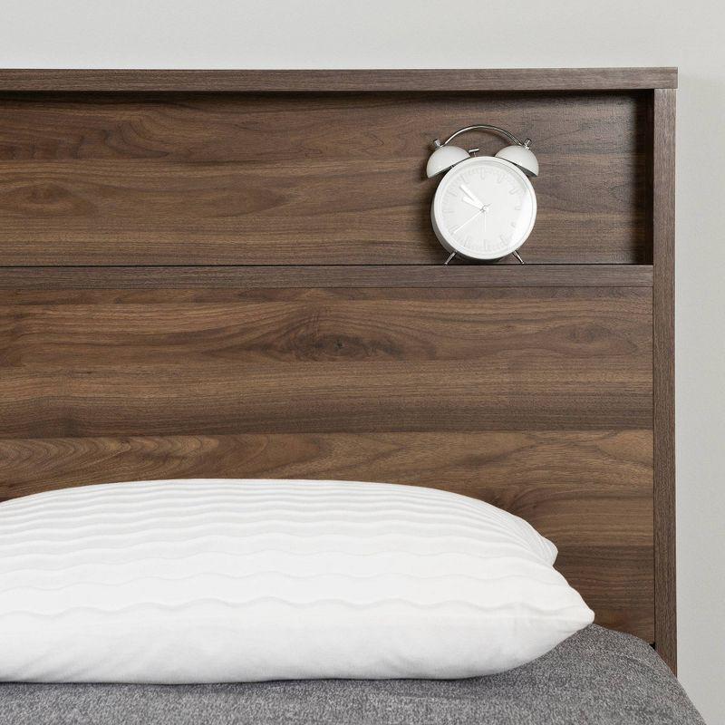 South Shore Full/Queen Musano Bed and Headboard Brown/Natural Walnut: Storage Drawer, Laminated Finish, No Box Spring Required