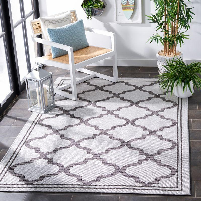 Elegant Gray Geometric 78" Square Synthetic Area Rug