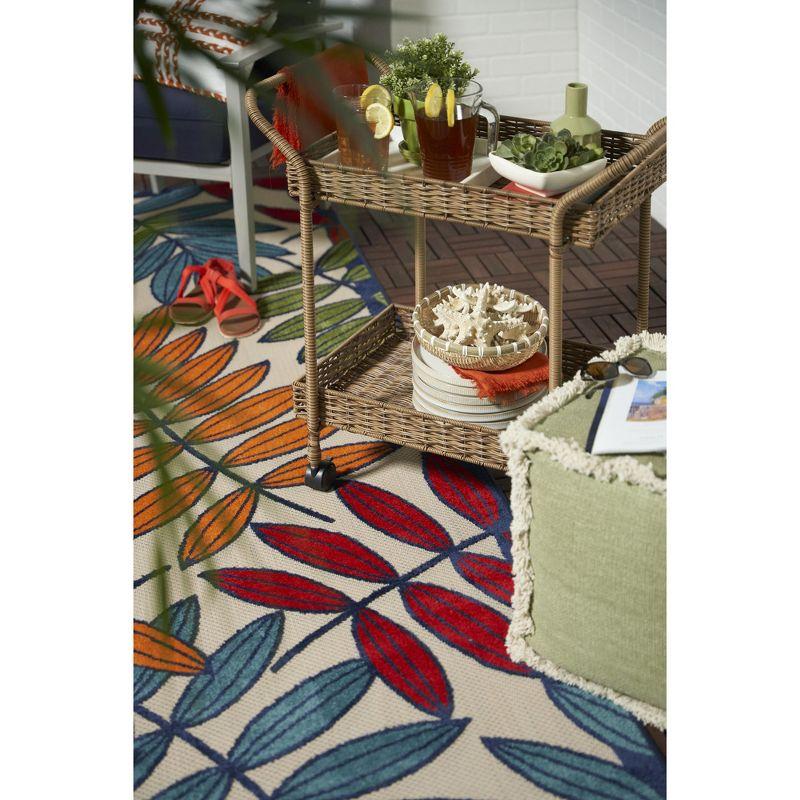 Nourison Aloha Floral Leaf Flatweave High-Low Indoor Outdoor Area Rug Multicolor 6' x 9'