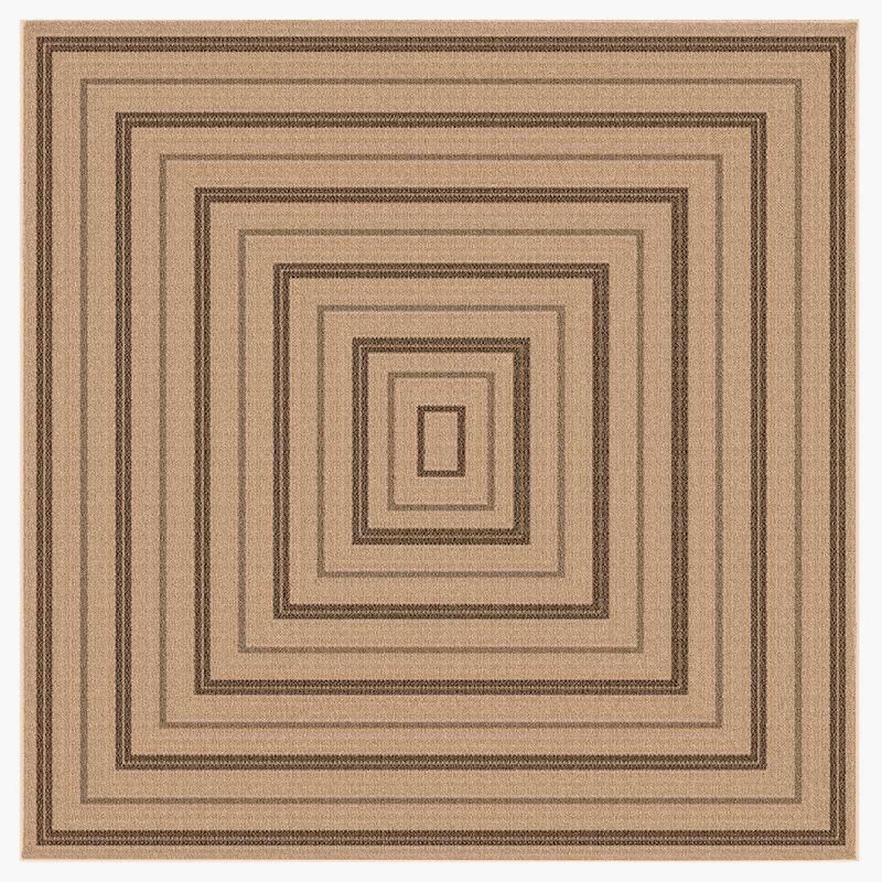 Liora Manne Sahara Multi Border Indoor/Outdoor Rug Natural 7'10" Square