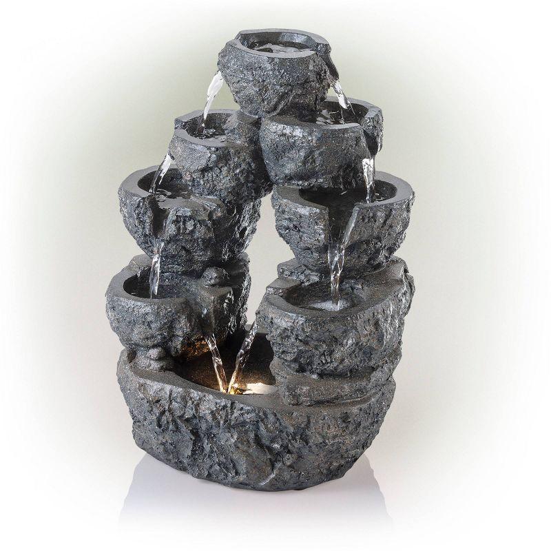 14" Resin Multi Tiered Cascading LED Fountain Gray - Alpine Corporation