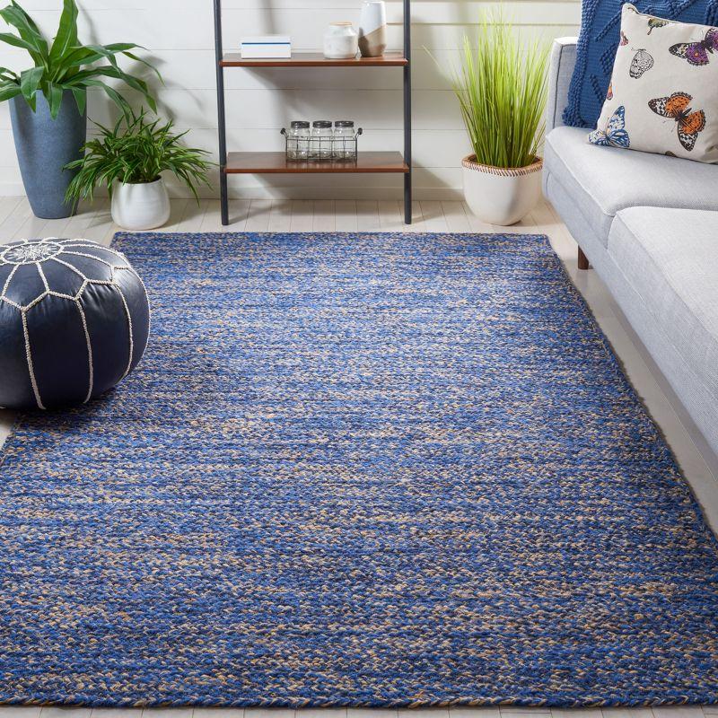 Hand-Knotted Blue Wool and Synthetic Area Rug